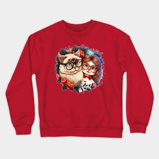 Cat Couple Valentine's Day Funny Matching Couple Crewneck Sweatshirt